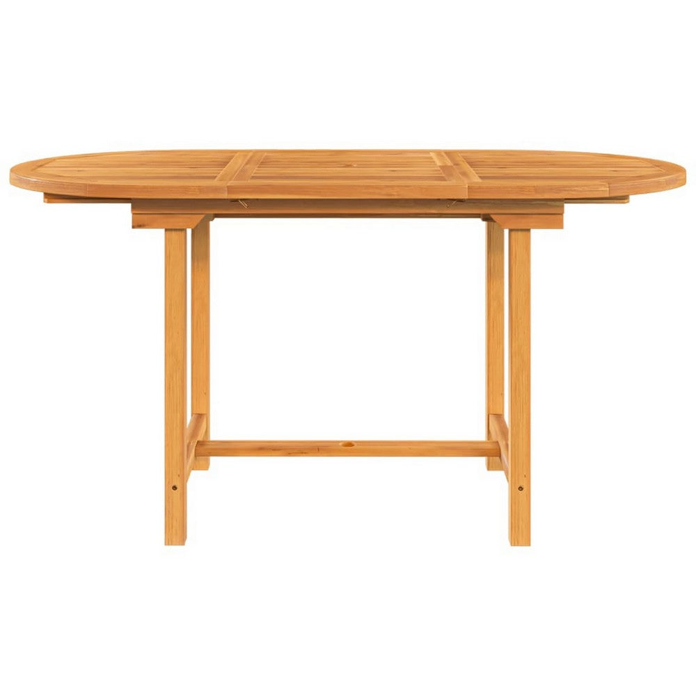 Outdoor Dining Table 43-63’’ Extendable Oval Top Sanded Teak Wood BM326344