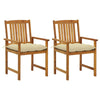 Blaire Outdoor Accent Chairs, Set of 2, Acacia Wood, Cream Cushions