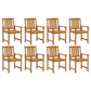 Dusk Outdoor Set of 8, Slatted Back Oil Finish Brown Acacia Wood