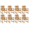 Dusk Outdoor Set of 8, Slatted Back Oil Finish Brown Acacia Wood