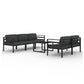 Shina 6pc Outdoor Modular Sofa and Table Set, Black, Gray Cushions