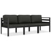 Shina 3pc Outdoor Modular Sofa Set, Black Metal, Dark Gray Cushions