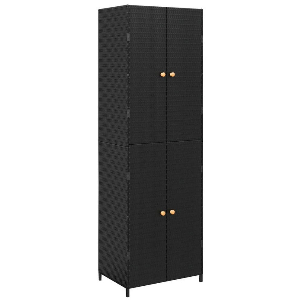 Elix Outdoor Storage Cabinet with 4 Compartment, 71" Black Rattan