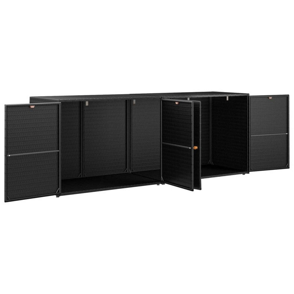 Elix Outdoor Storage Cabinet with Compartments 78’’ Black Rattan BM326363