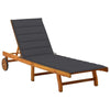 Kaye Outdoor Sun Chaise Lounger, 79" Brown Acacia Wood, Gray Cushion