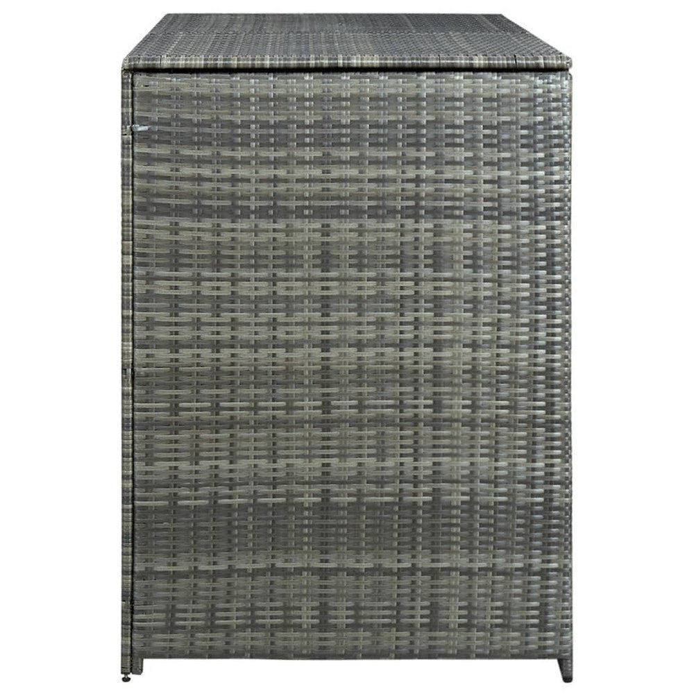 Double Wheelie Bin Shed with Gas Lift 58’’ Modern Gray Poly Rattan BM326370