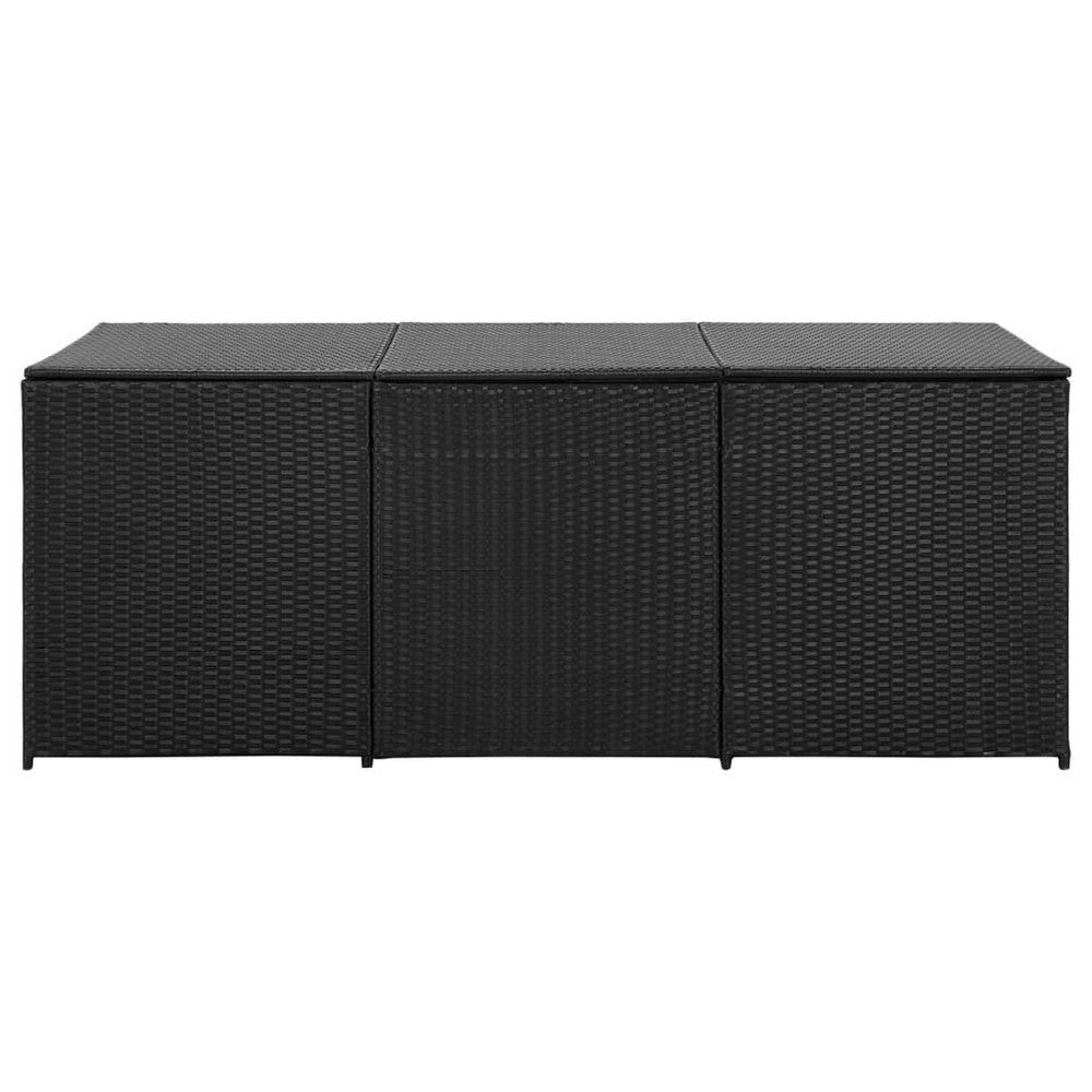 Outdoor Storage Box with Gas Lift 71’’ Rectangular Black Rattan BM326371