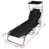 Outdoor Foldable Sun Chaise Lounger with Canopy 74’’ Steel Black BM326373