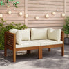 Lina 2pc Outdoor Modular Loveseat Acacia Wood Cream White Cushions BM326376