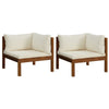 Lina 2pc Outdoor Modular Loveseat, Acacia Wood, Cream White Cushions