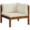 Lina 3pc Outdoor Modular Sofa Set Brown Acacia Wood Cream Polyester BM326377