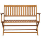 Jenny Outdoor Foldable Bench 47’’ Brown Acacia Wood Cream Cushion BM326380