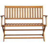 Jenny Outdoor Foldable Bench 47’’ Brown Acacia Wood Cream Cushion BM326380