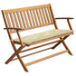 Jenny Outdoor Foldable Bench, 47" Brown Acacia Wood, Cream Cushion