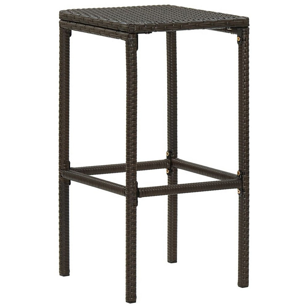 Vian Outdoor Barstool Set of 4 Brown Poly Rattan Cream Polyester BM326385