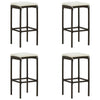 Vian Outdoor Barstool Set of 4, Brown Poly Rattan, Cream Polyester