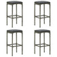 Vian Outdoor Barstool Set of 2, Gray Poly Rattan and Polyester Seats