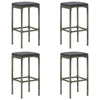 Vian Outdoor Barstool Set of 2, Gray Poly Rattan and Polyester Seats