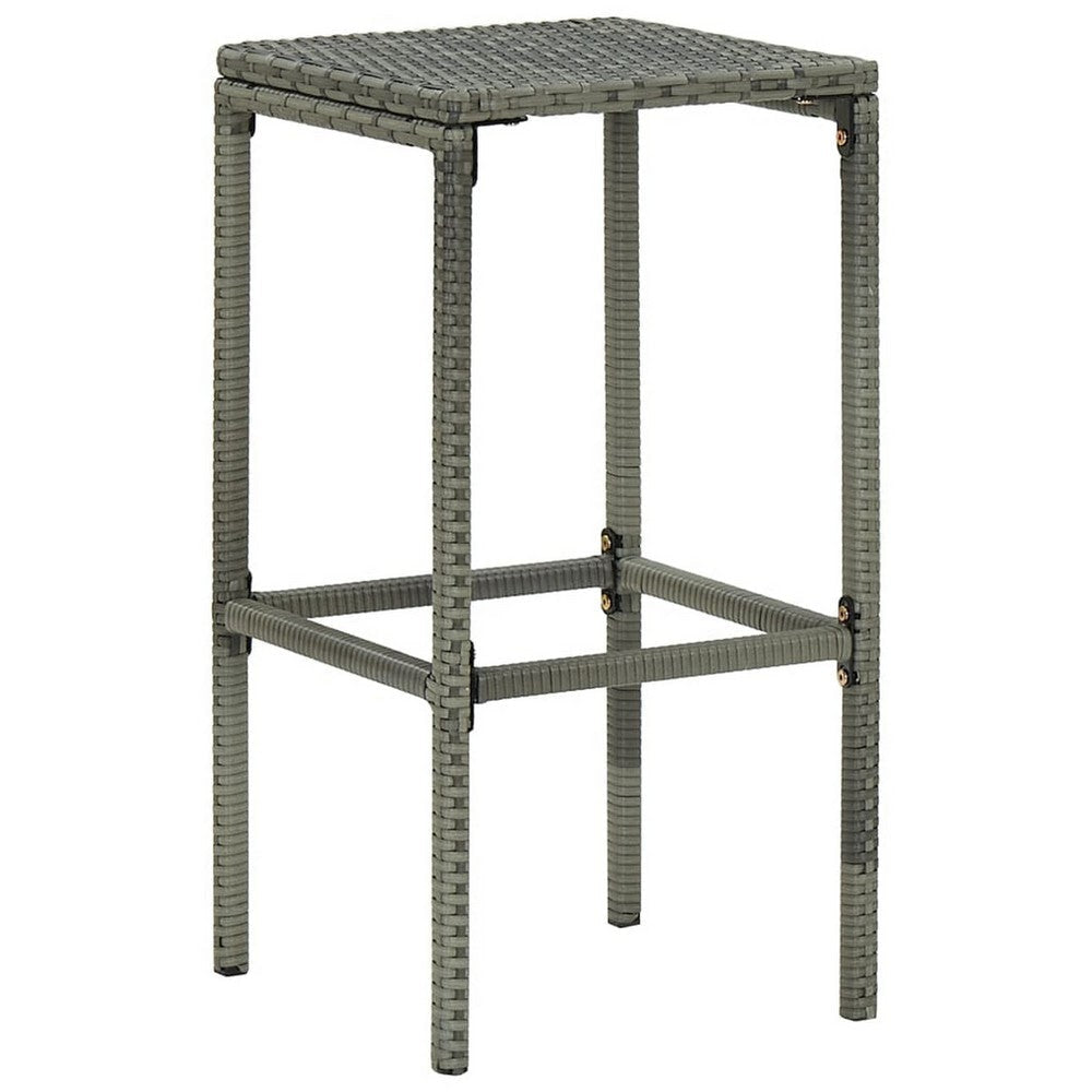 Vian Outdoor Barstool Set of 2 Gray Poly Rattan and Polyester Seats BM326386