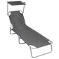 Keli Folding Sun Chaise Lounger with Overhead Canopy 74" Gray Aluminum