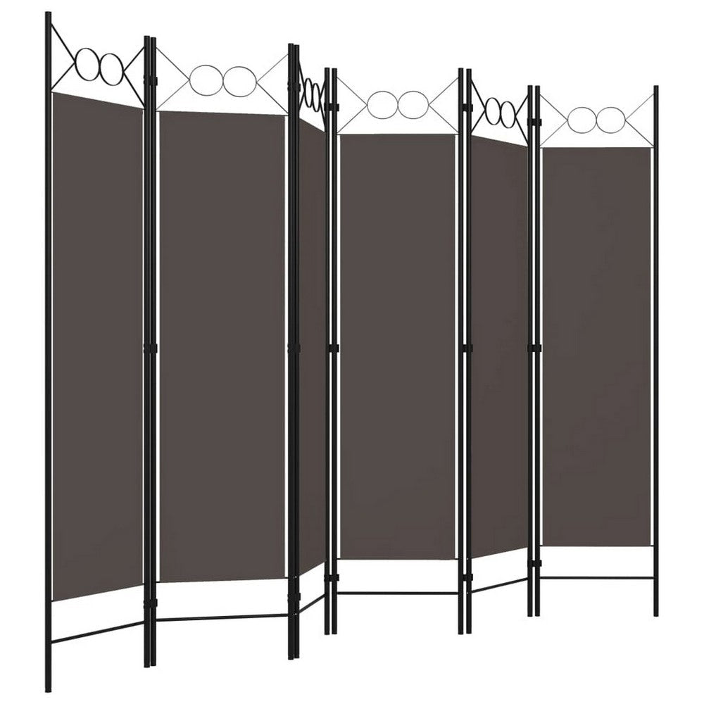 Dina 6 Panel Folding Room Divider Screen Dark Gray Black 95’’ Tall BM326394