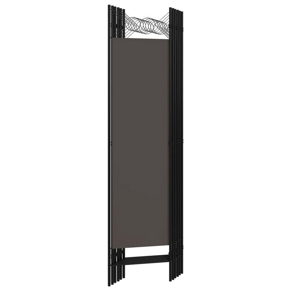 Dina 6 Panel Folding Room Divider Screen Dark Gray Black 95’’ Tall BM326394