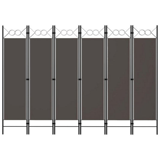 Dina 6 Panel Folding Room Divider Screen, Dark Gray, Black, 95" Tall