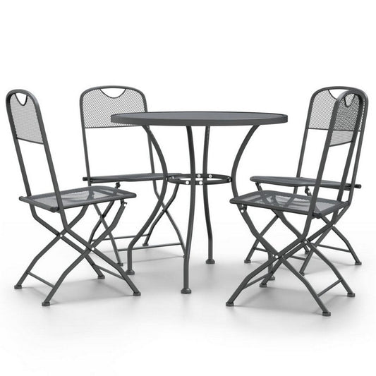 Yoko 5pc Outdoor Breakfast Dining Set, 4 Chairs, 1 Table, Dark Gray