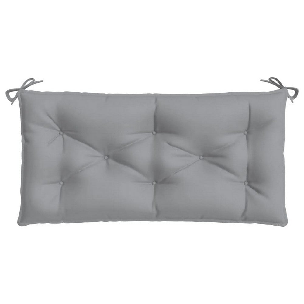 Claire Outdoor Cushion for Bench, Button Tufted Gray Fabric, 59"