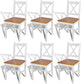 Lipa Dining Side Set of 6, X Back Design, White, Brown Pine Wood