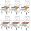 Lipa Dining Side Set of 6, X Back Design, White, Brown Pine Wood