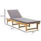 Folding Sun Chaise Lounger Gray Cushion Brown Acacia Solid Wood 79’’ BM326405