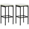 Nyra Outdoor Barstool Set of 2, White Cushions, Black Poly Rattan