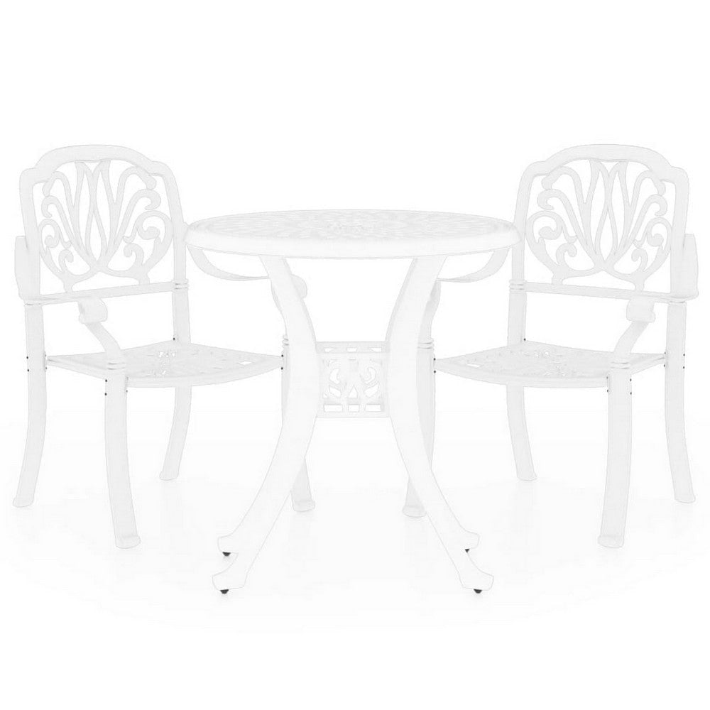 Kasa Outdoor 3pc Bistro Breakfast Set, 2 Chairs, 1 Table, White Metal