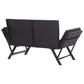 Outdoor Loveseat Bench Black Fabric Cushions Rattan Steel 51’’ BM326417