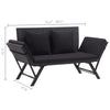 Outdoor Loveseat Bench Black Fabric Cushions Rattan Steel 51’’ BM326417