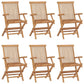 Hina Folding Outdoor ArmSet of 6, Brown Solid Teak Wood, Slatted