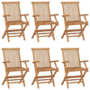 Hina Folding Outdoor ArmSet of 6, Brown Solid Teak Wood, Slatted