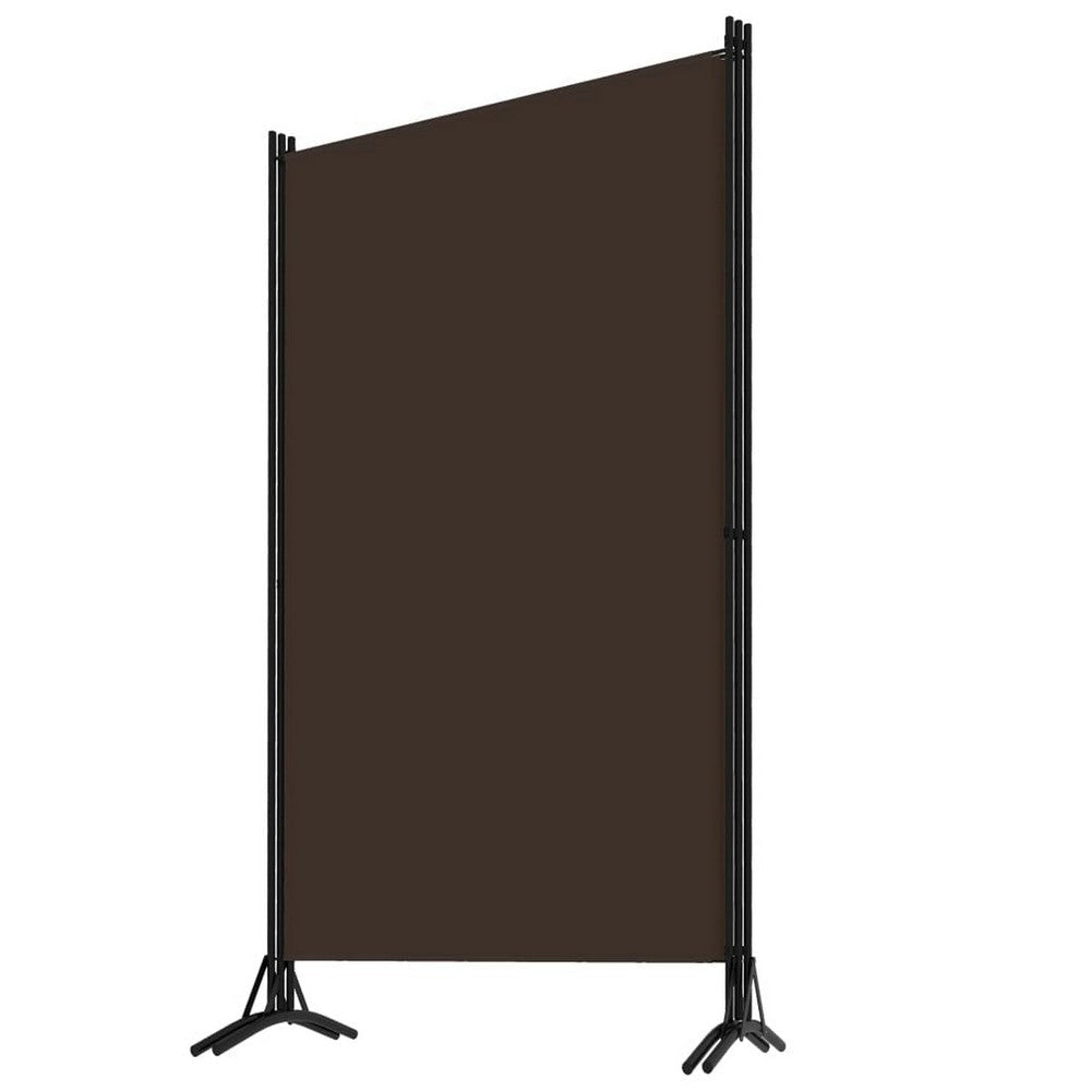 Dina 3 Panel Room Divider Screen Brown Fabric Black Iron 102’’ BM326420