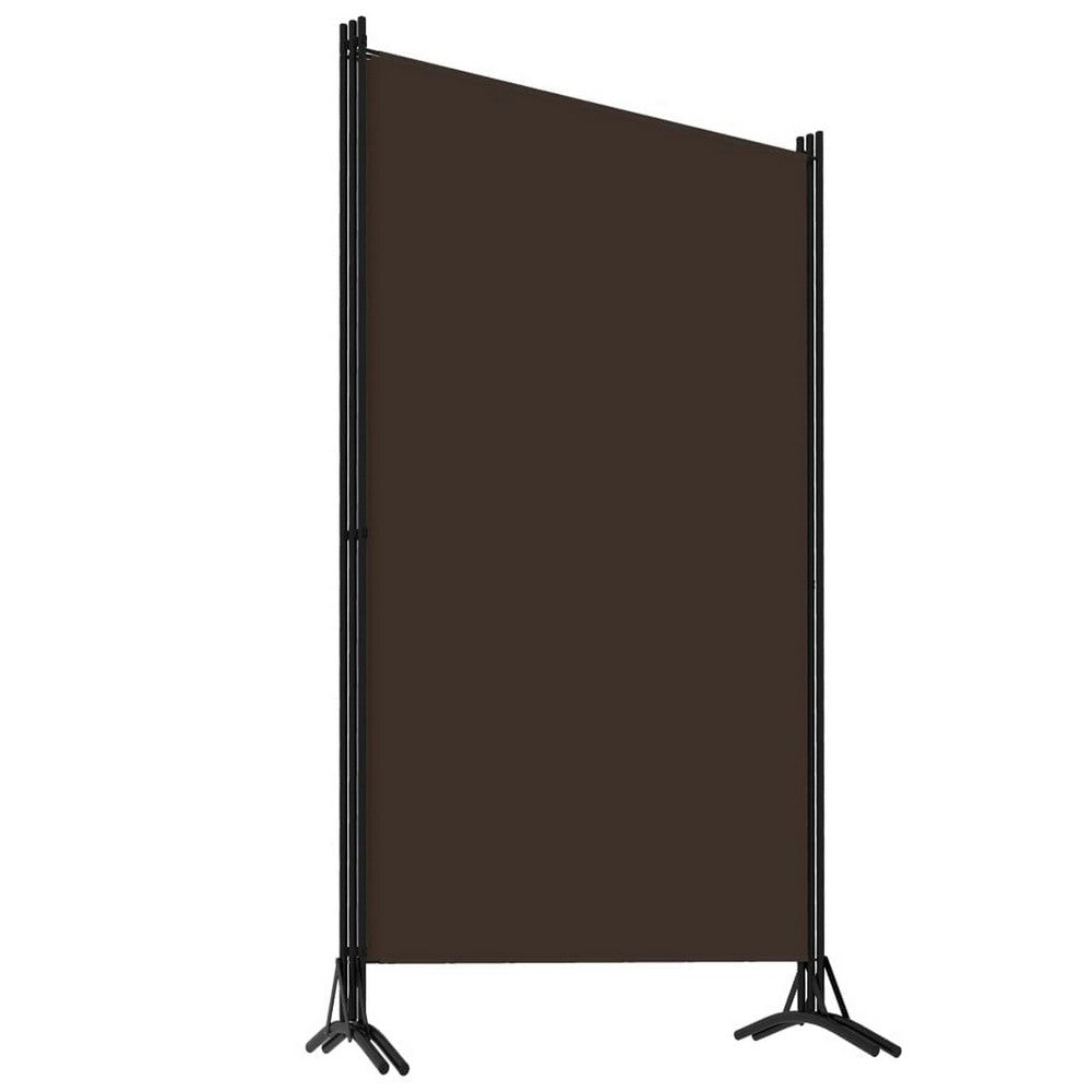 Dina 3 Panel Room Divider Screen Brown Fabric Black Iron 102’’ BM326420