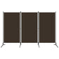 Dina 3 Panel Room Divider Screen, Brown Fabric, Black Iron, 102"