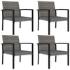 Outdoor Dining Set of 4 | Gray Poly Rattan | Black Steel Frame