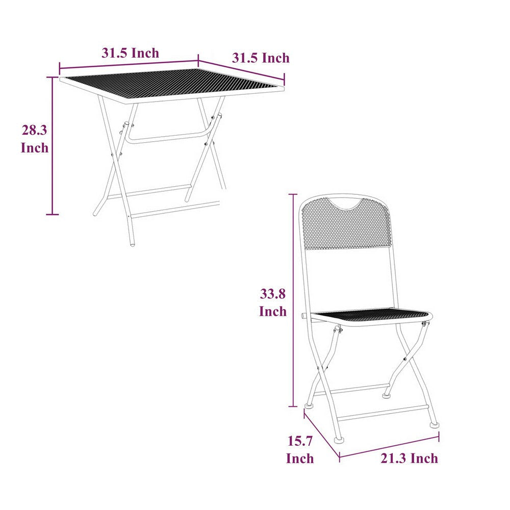 Yoko 3pc Outdoor Breakfast Table and Chairs Set | Foldable | Dark Gray BM326425