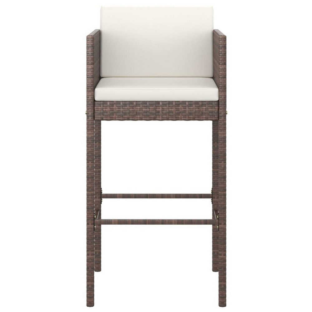 Lexy Outdoor Barstool Set of 2 | White Fabric | Brown Rattan BM326426