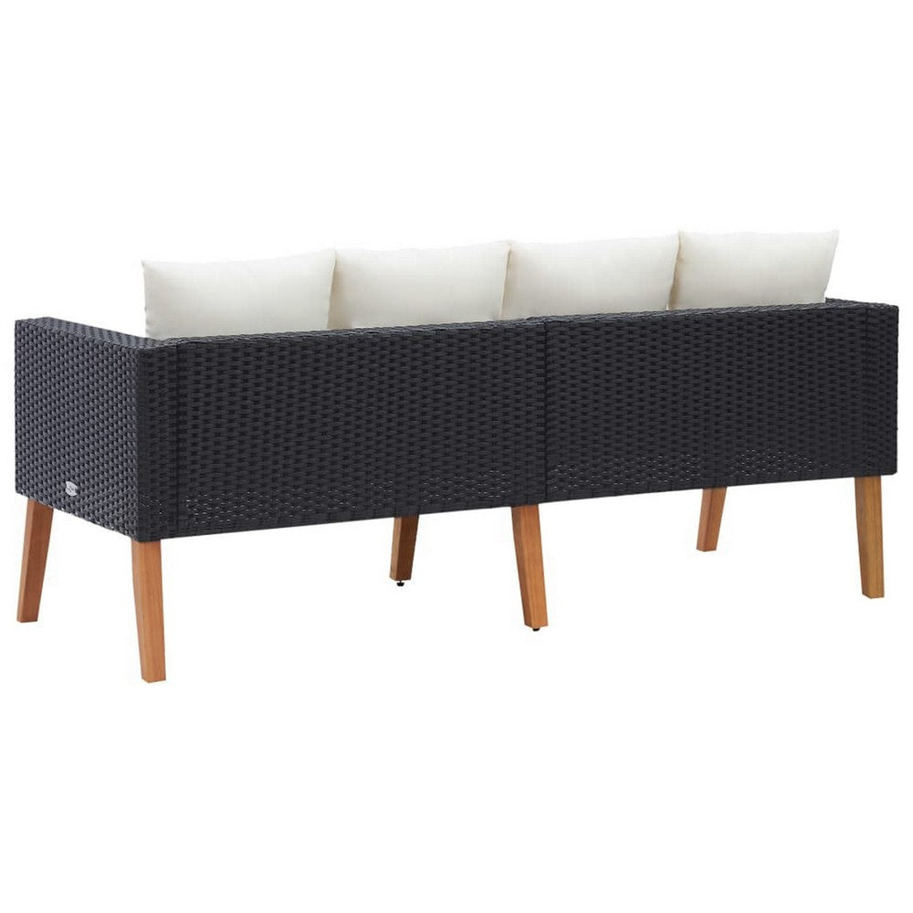 Joy Outdoor 2 Seater Sofa | White Cushion | Black Poly Rattan | 65’’ BM326427