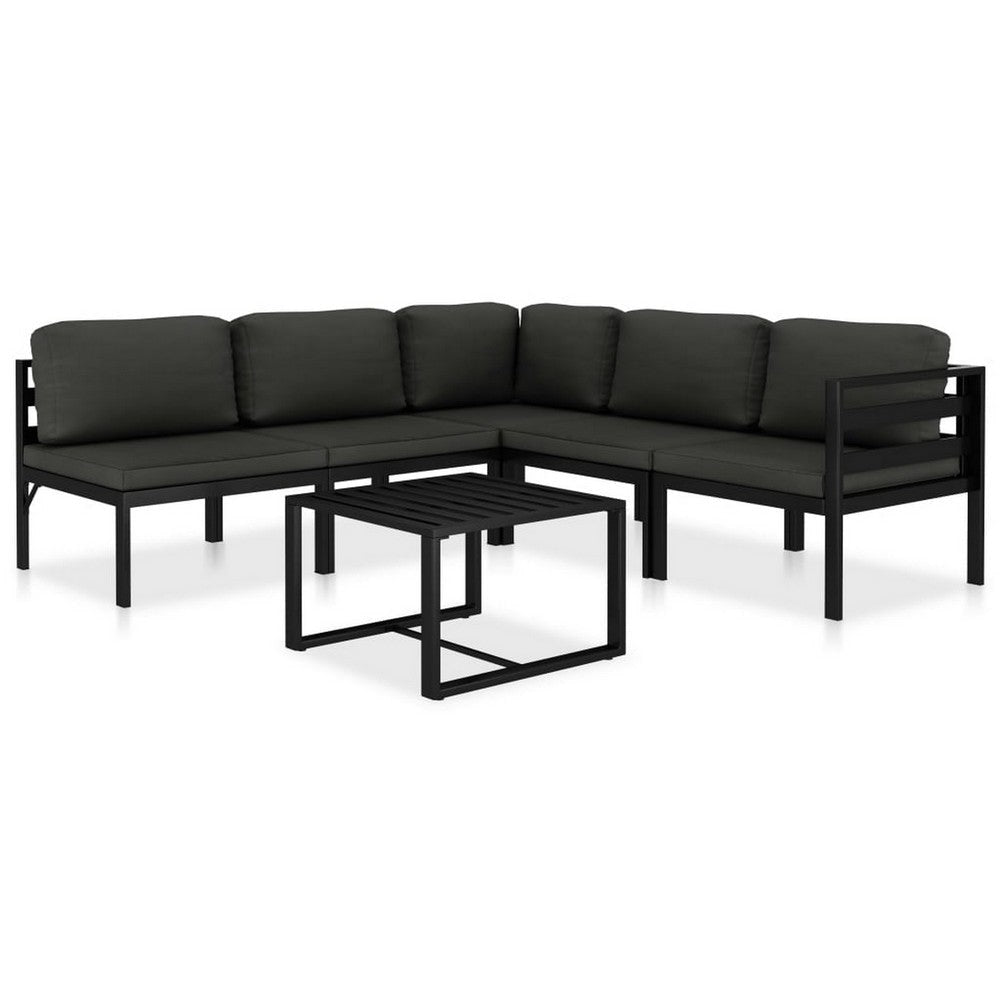 Shina 6pc Outdoor Modular Sofa Set | Black Aluminum Frame | Polyester