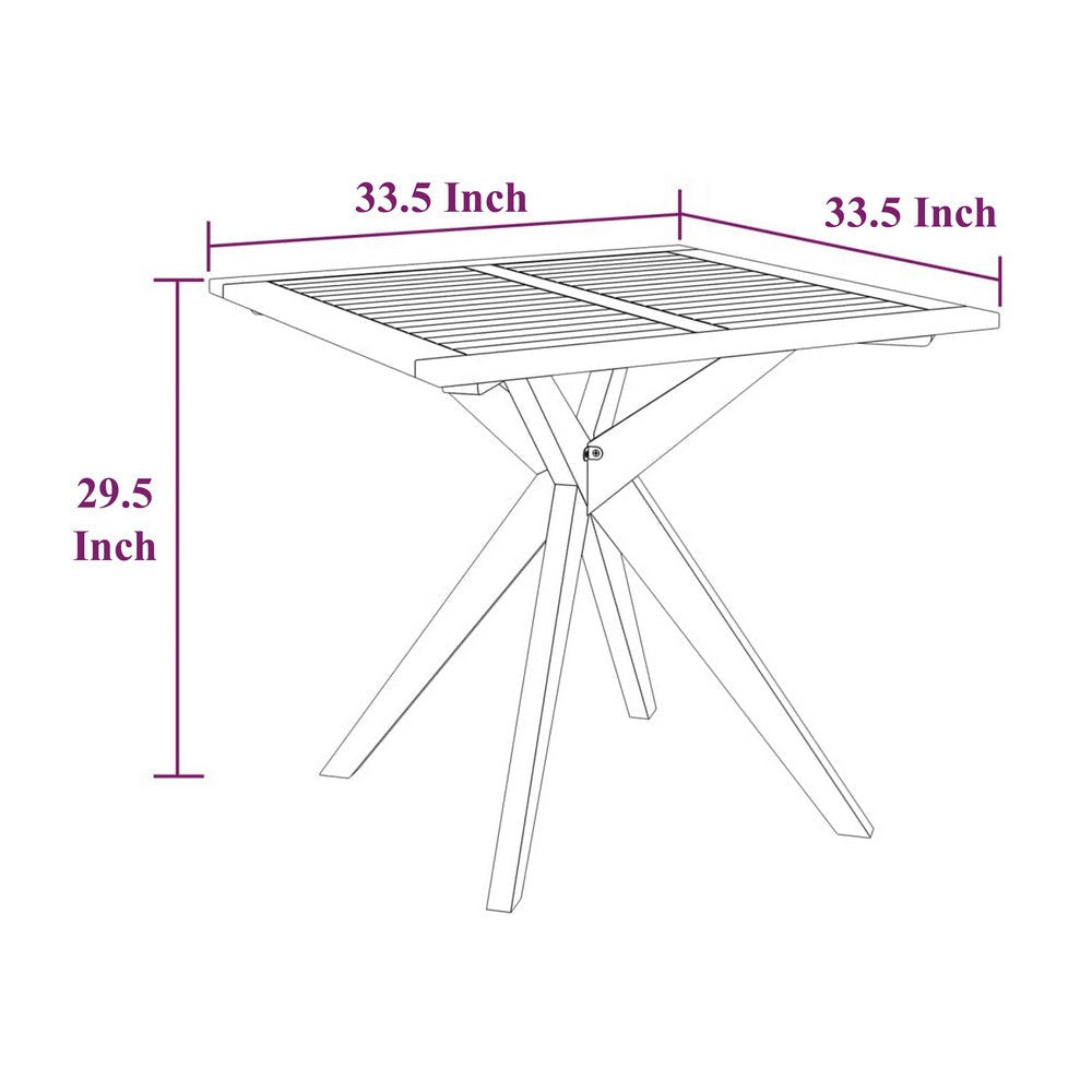 Outdoor Breakfast Bistro Table | Square 34’’ Brown Solid Acacia Wood BM326431