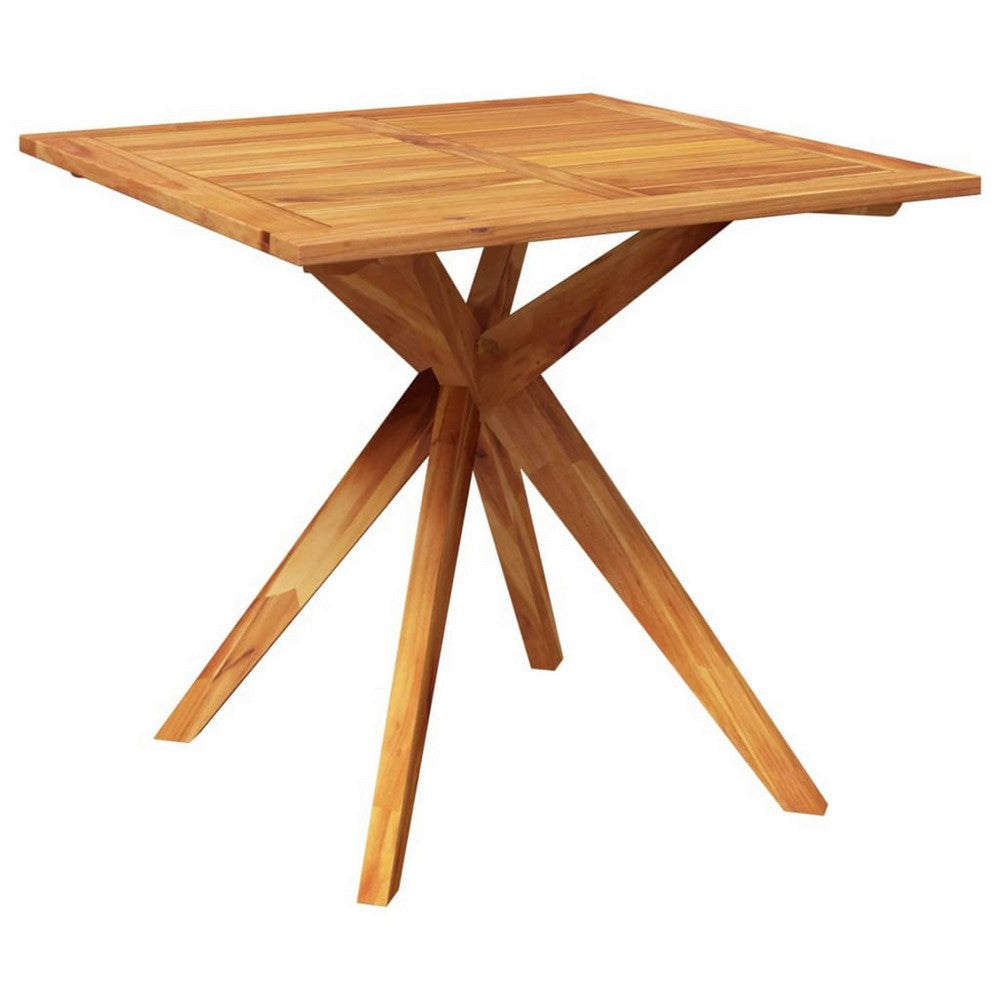 Outdoor Breakfast Bistro Table | Square 34" Brown Solid Acacia Wood