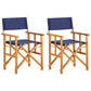 Foldable Accent Director Set of 2 | Brown Acacia Wood | Blue