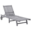 Outdoor Sun Chaise Lounger | Gray Solid Acacia Wood | Casters | 78"